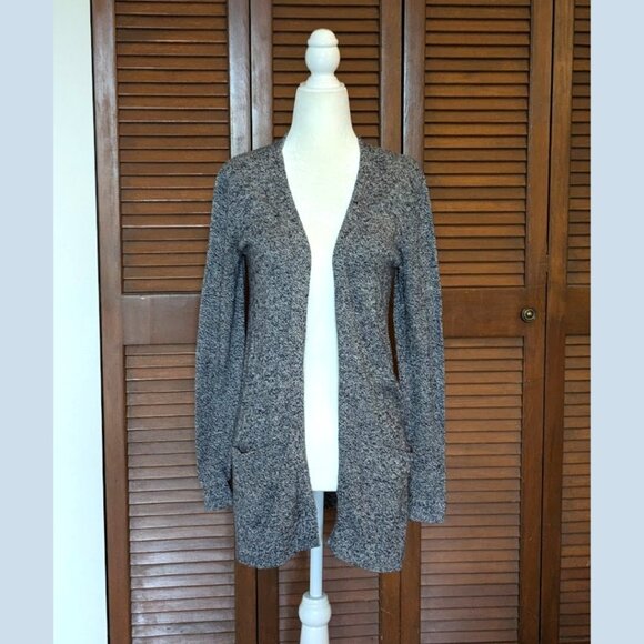 Old Navy Sweaters - Old Navy Navy and White Marled Long Knit Cardigan